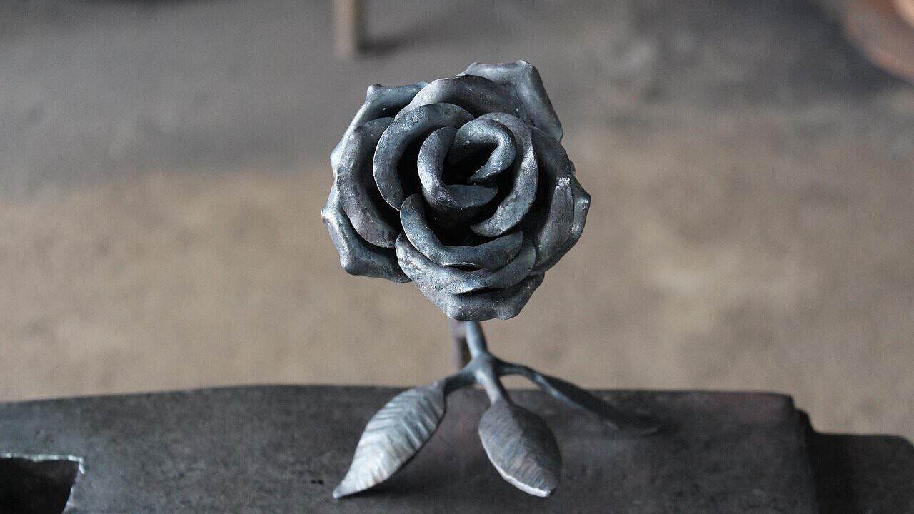 forging, rose, metal, rose flower, fire