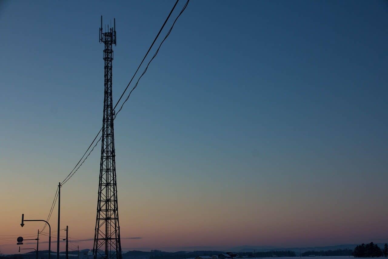 radio tower, winter, sunset, sky, clouds, nature, dusk, connection
