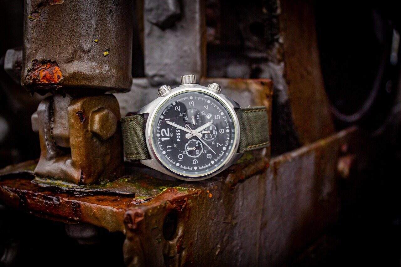 wrist watch, clock, chronograph, stopwatch, timepiece, time, tick tock, nylon, fossil, fashion, seconds, hours, brown, dark, industrial, wrist watch, wrist watch, wrist watch, wrist watch, wrist watch