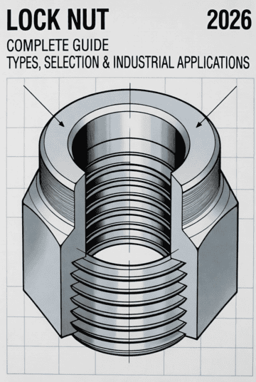 A detailed illustration of a lock nut showing its structure and threading, emphasizing its importance in industrial fastening applications.