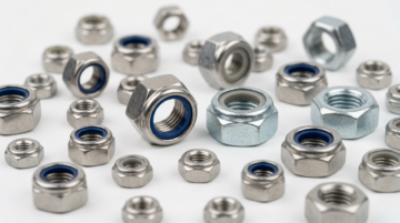 Nylonmutter-Sortiment aus Sechskant-Nylon-Sicherungsmuttern mit Nylon-Einsatzring-Detail