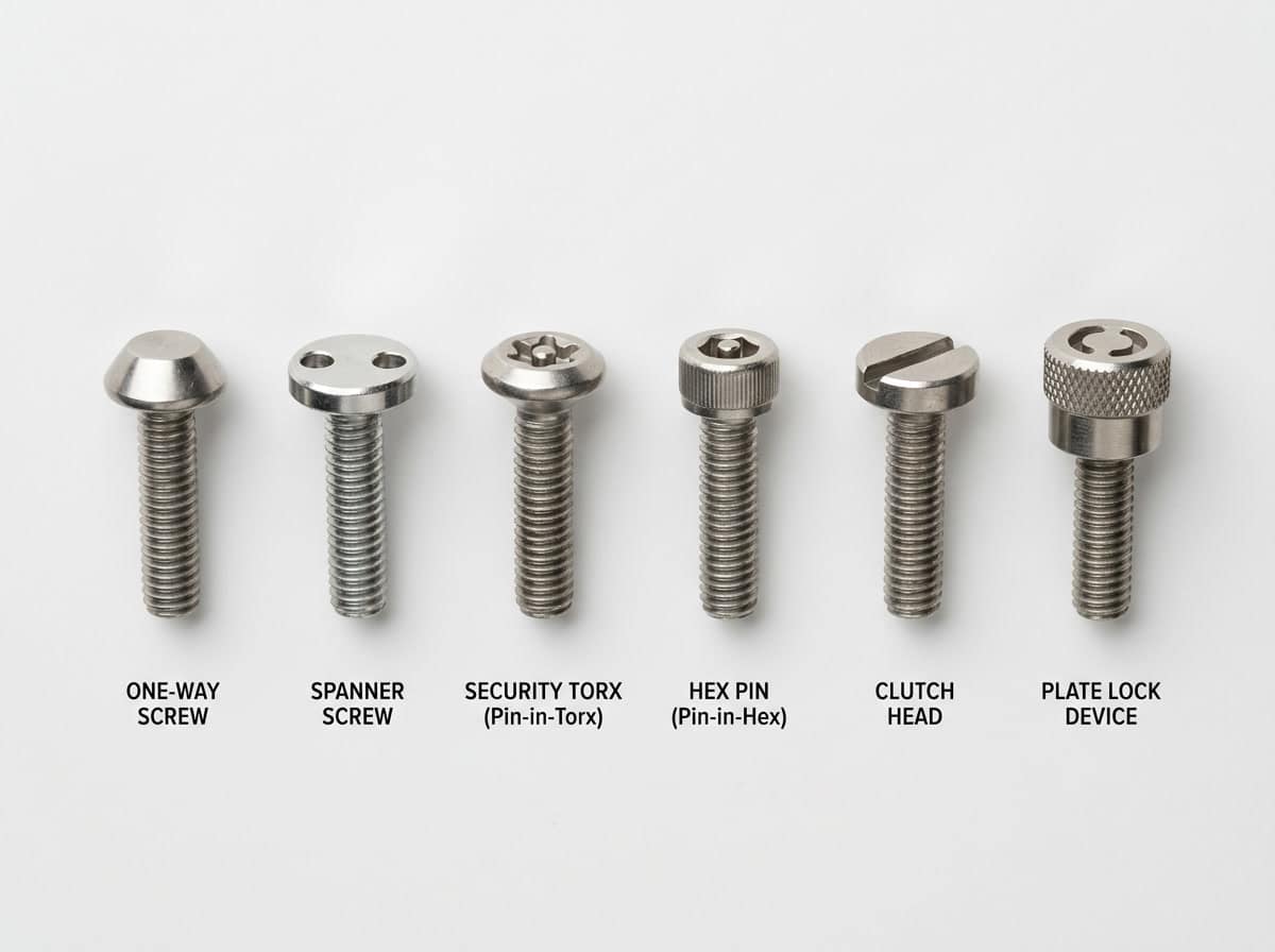 고품질 산업용 나사, 일방향 나사, 스패너 나사, 보안 토크스 나사, 헥스 핀 나사, 클러치 헤드 나사, 번호판 잠금장치 등 다양한 제조 요구에 맞는 다양한 종류의 부품입니다.