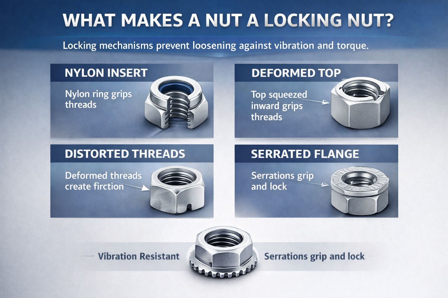 The Complete Guide to Locking Nuts: Types, How They Work, and Choosing the Right One The Complete Guide to Locking Nuts: Types, How They Work, and Choosing the Right One