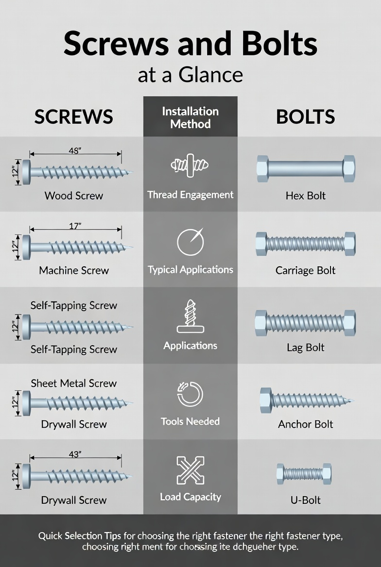 Screws and Bolts: The Complete Guide to Types, Differences, Grades, and Choosing the Right Fastener Screws and Bolts: The Complete Guide to Types, Differences, Grades, and Choosing the Right Fastener
