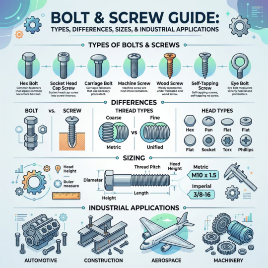 Bolt Screw Guide: Types, Differences, Sizes, and Industrial Applications