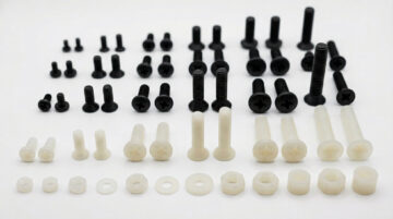 plastic screws hero illustration showing an assortment of nylon and polypropylene screws