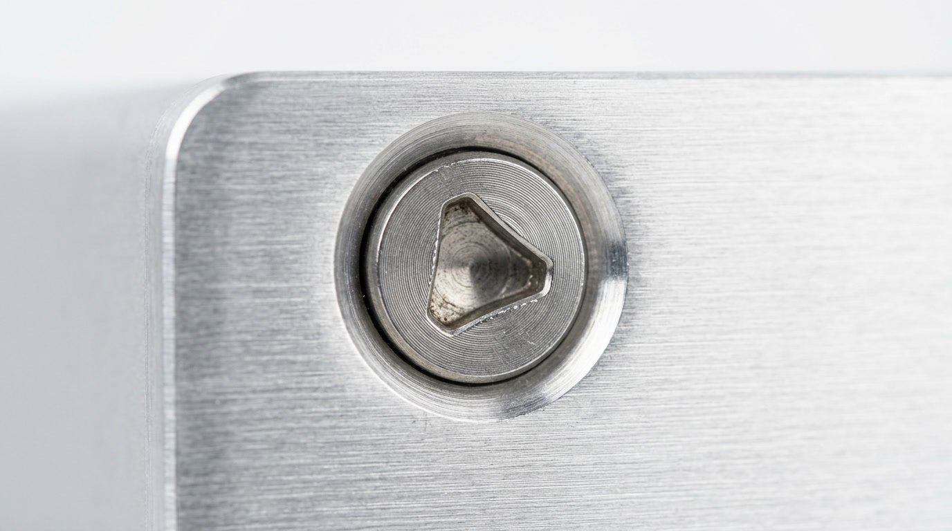 one way screw — hero illustration showing tamper-resistant security screw installed in a public fixture