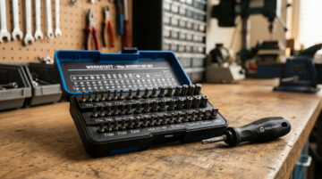 security bit — hero: professional security bit set on workbench