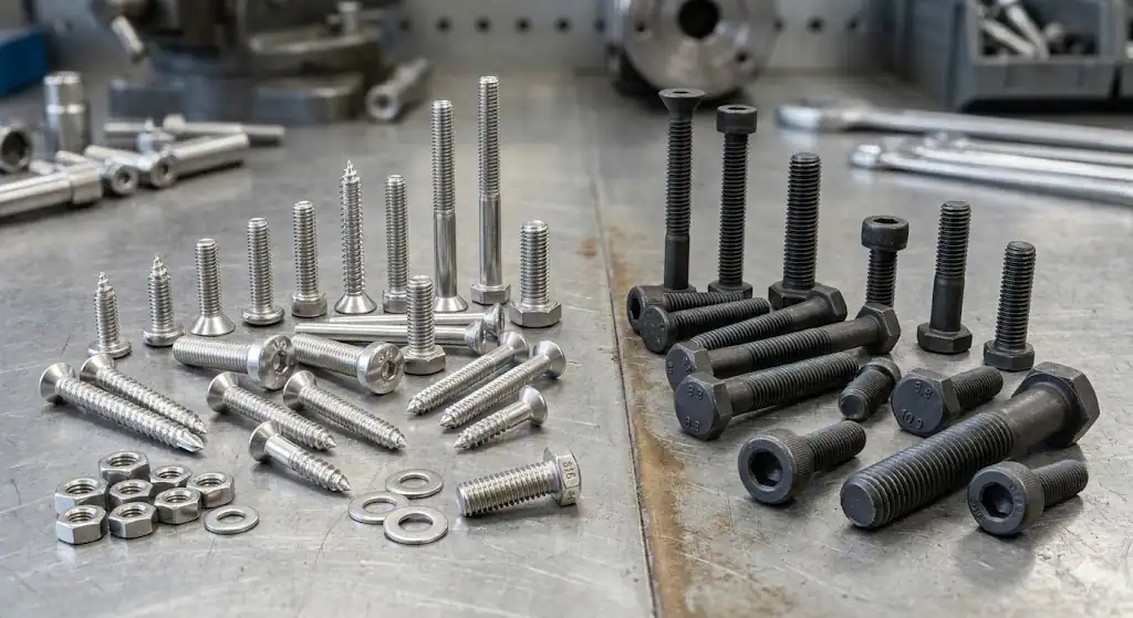 decorative screws hero image showing visible furniture and architectural fasteners in brass, black, and stainless finishes