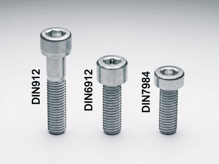 DING912, DING912, DIND7984 industrial flange bolts with hex socket heads.