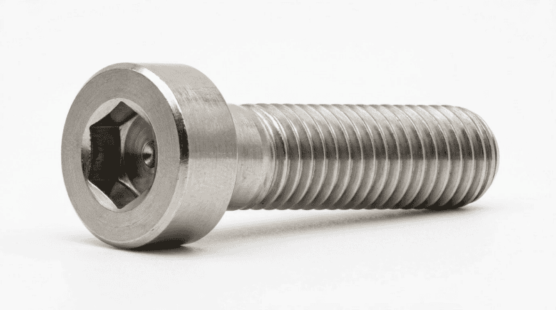 Close-up of a high-strength industrial flange bolt with a hex socket head, showcasing precision threading and durable metal construction for heavy-duty applications.