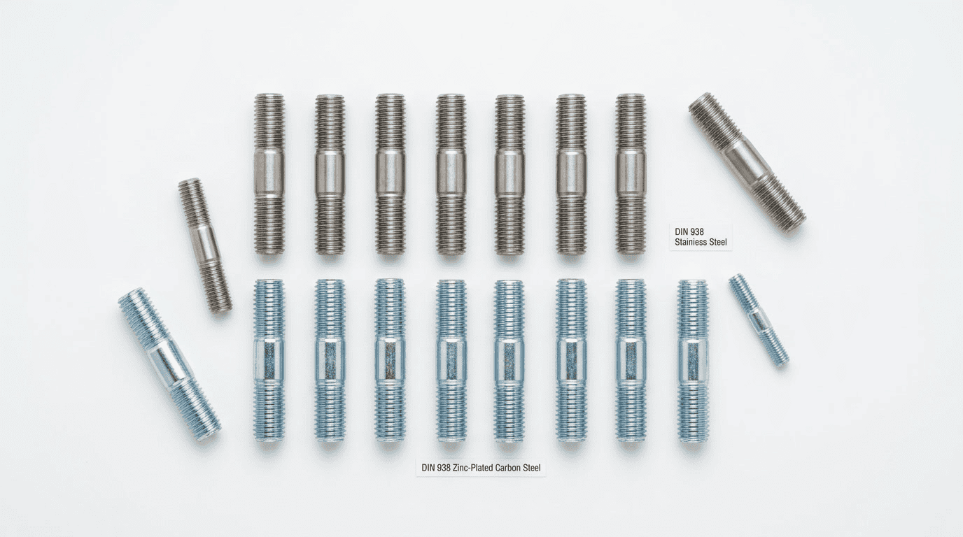 DIN 938 double-end stud bolt with 1d thread engagement on one end, M6-M30, Class 5.6/8.8/10.9, DingLong Hardware industrial fasteners
