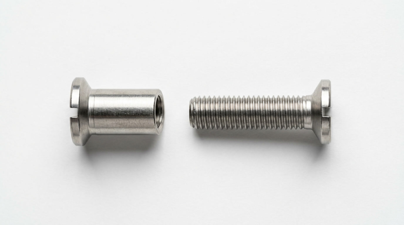sexbolt — hero illustration showing precision two-part barrel fastener components on white background