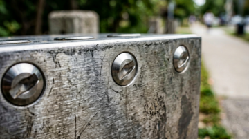 one way screws — stainless one-way security screws on outdoor fixture panel