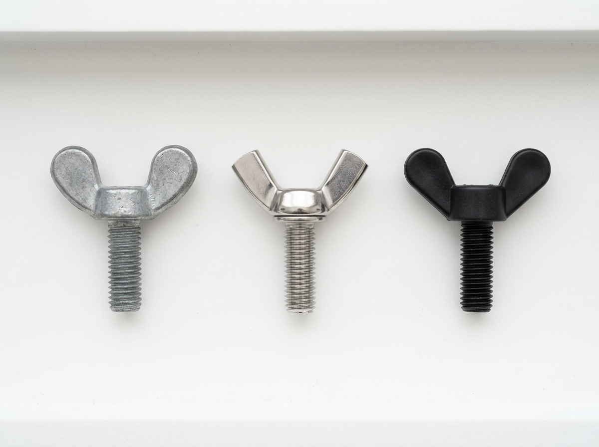 wing screw — side-by-side flat lay of die cast, Type A, Type B, and stainless wing screw variants