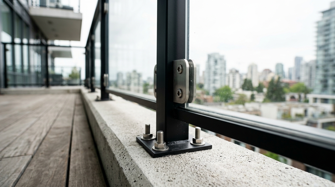 a2-70 stainless steel bolts installed on an outdoor stainless steel railing