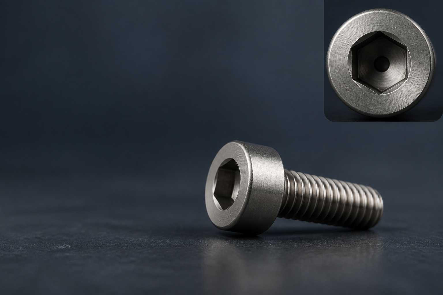 Illustrative DIN 6912 low head socket cap screw with a centre guide recess