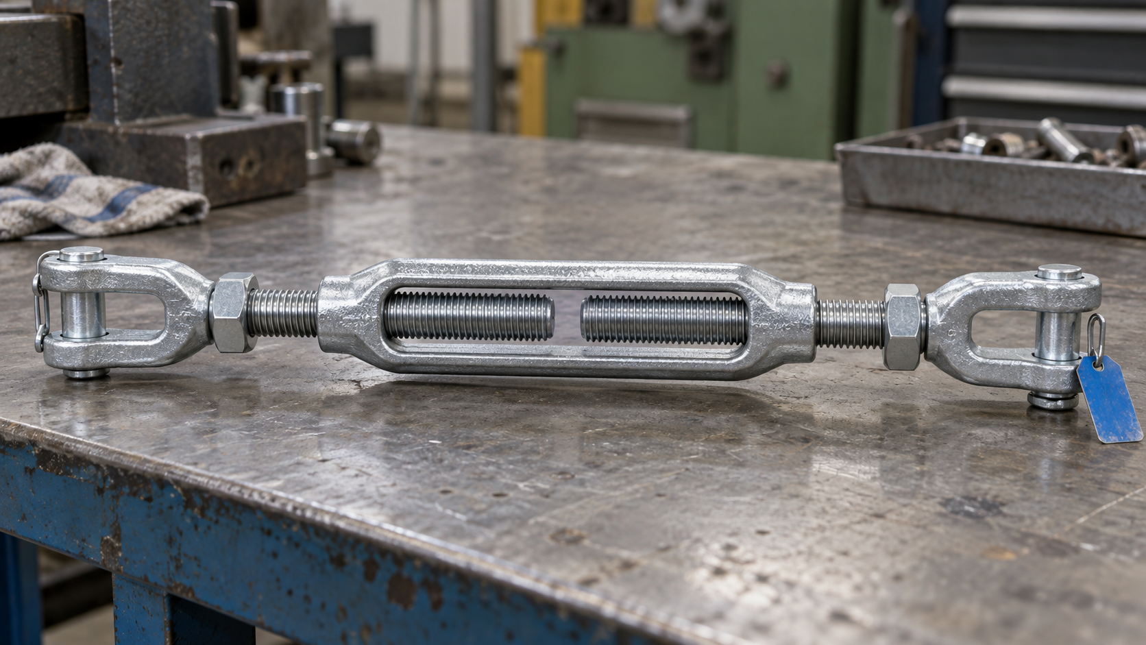 Paired left-hand and right-hand threaded adjustment assembly with turnbuckle style hardware