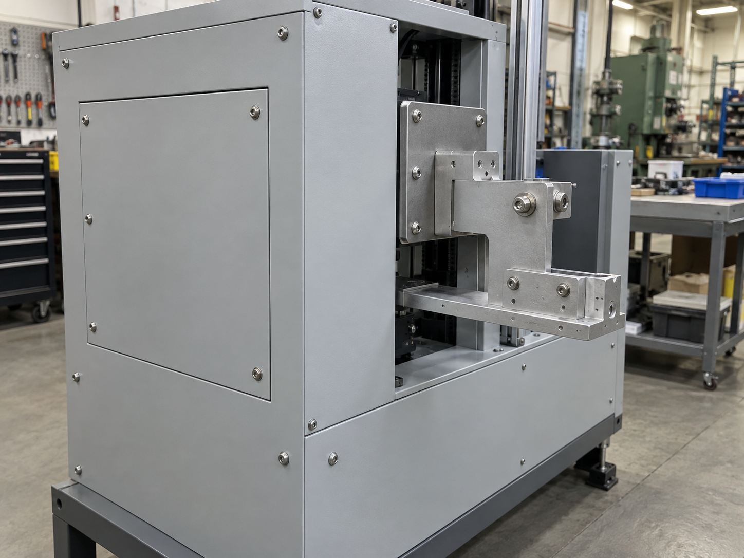 Machine screws used in an equipment enclosure and mechanical bracket assembly