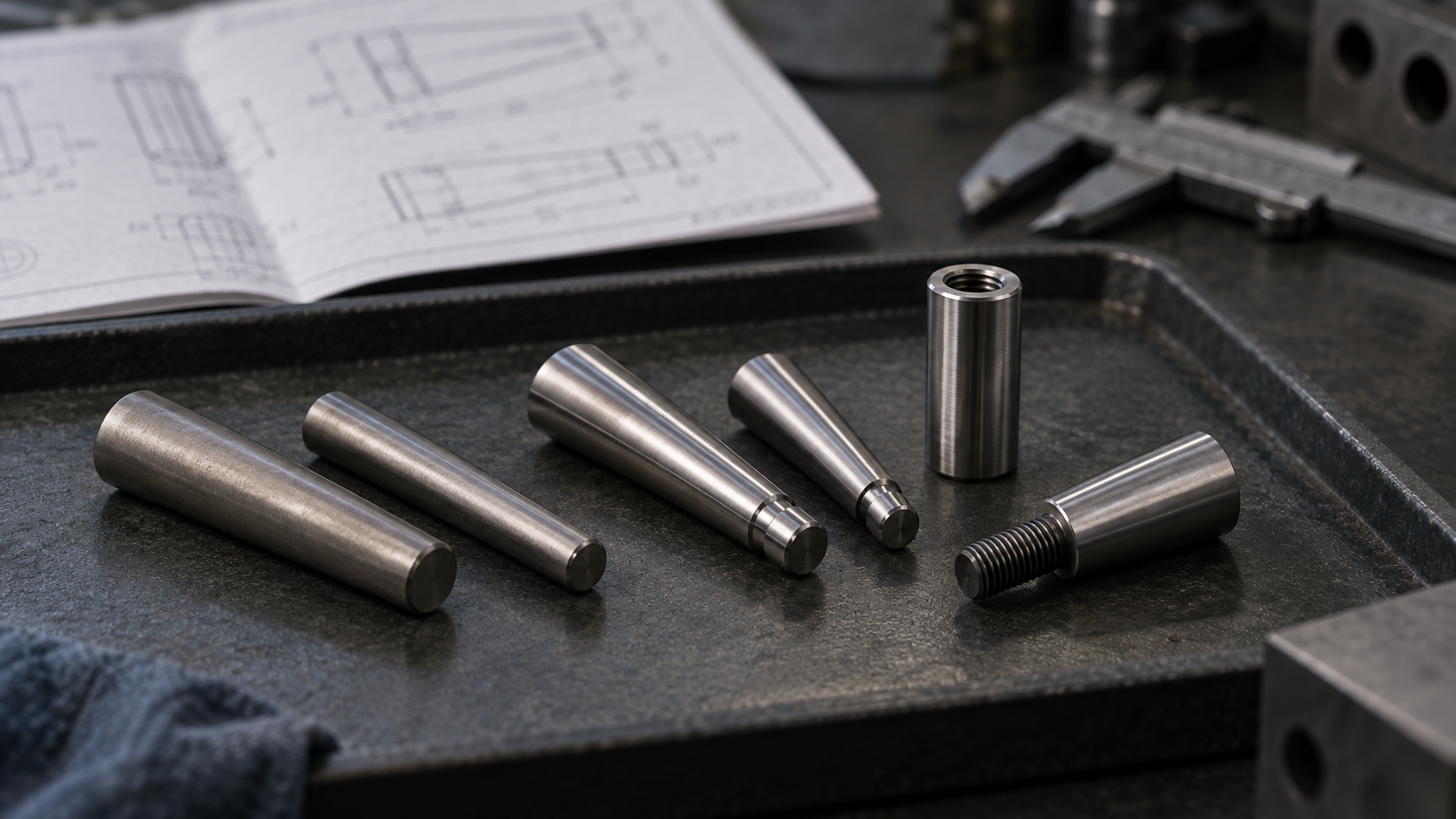 Plain, ground, turned, internally threaded, and externally threaded taper pin forms